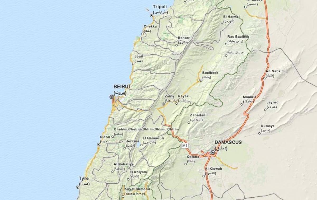 bản đồ của gps bản đồ Lebanon