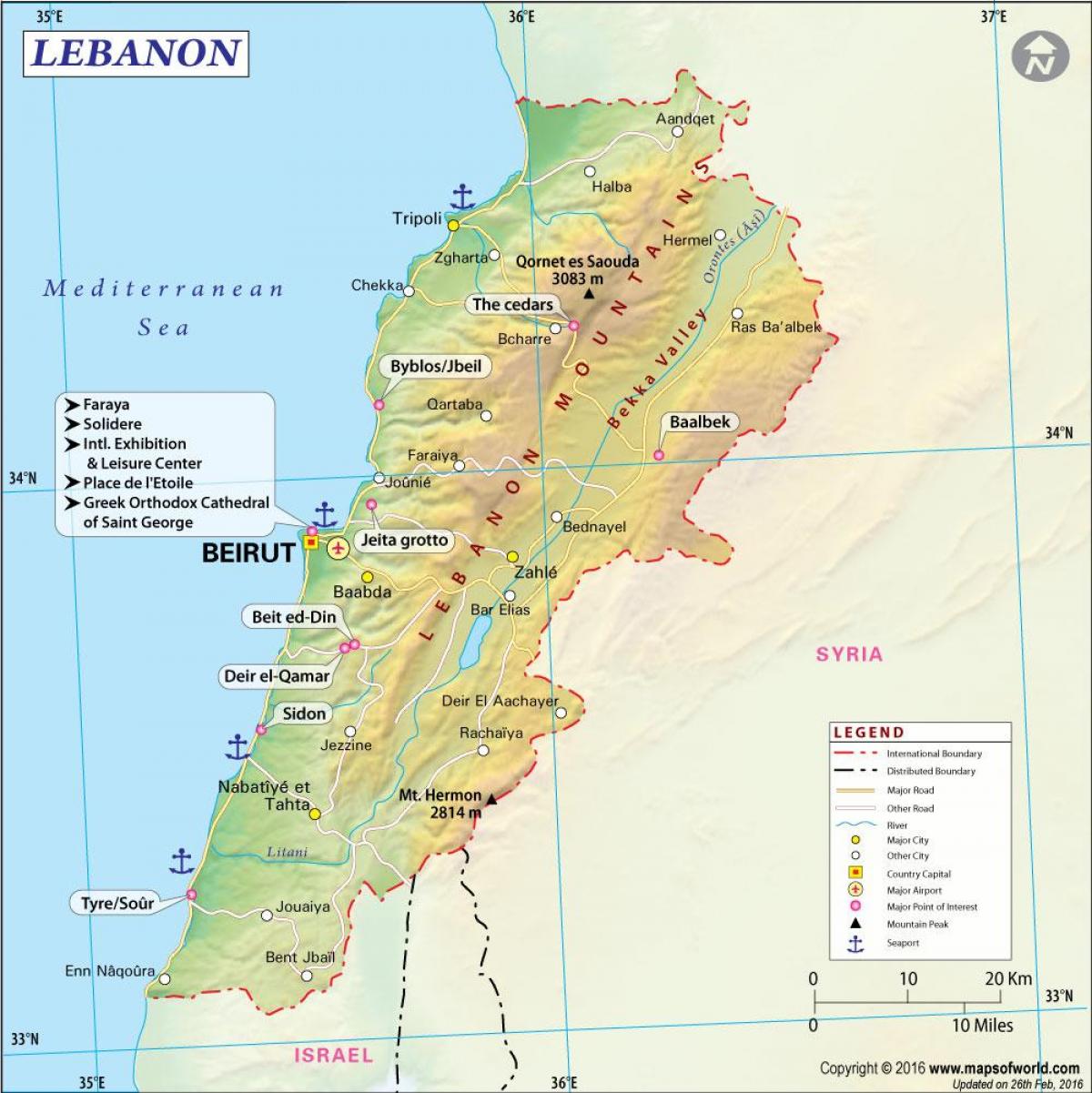 bản đồ của Lebanon châu âu 