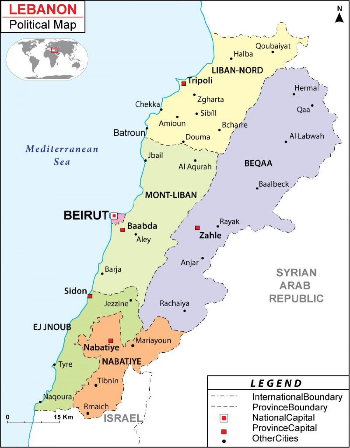 bản đồ của Lebanon chính trị