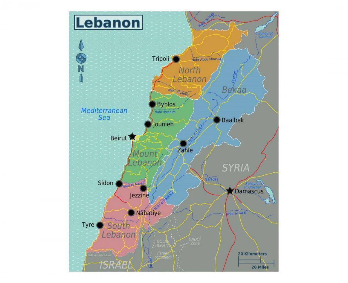 bản đồ của Lebanon du lịch