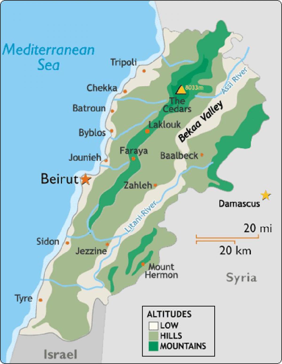 bản đồ của Lebanon khí hậu