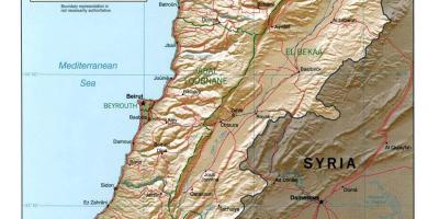 Bản đồ của Lebanon địa hình